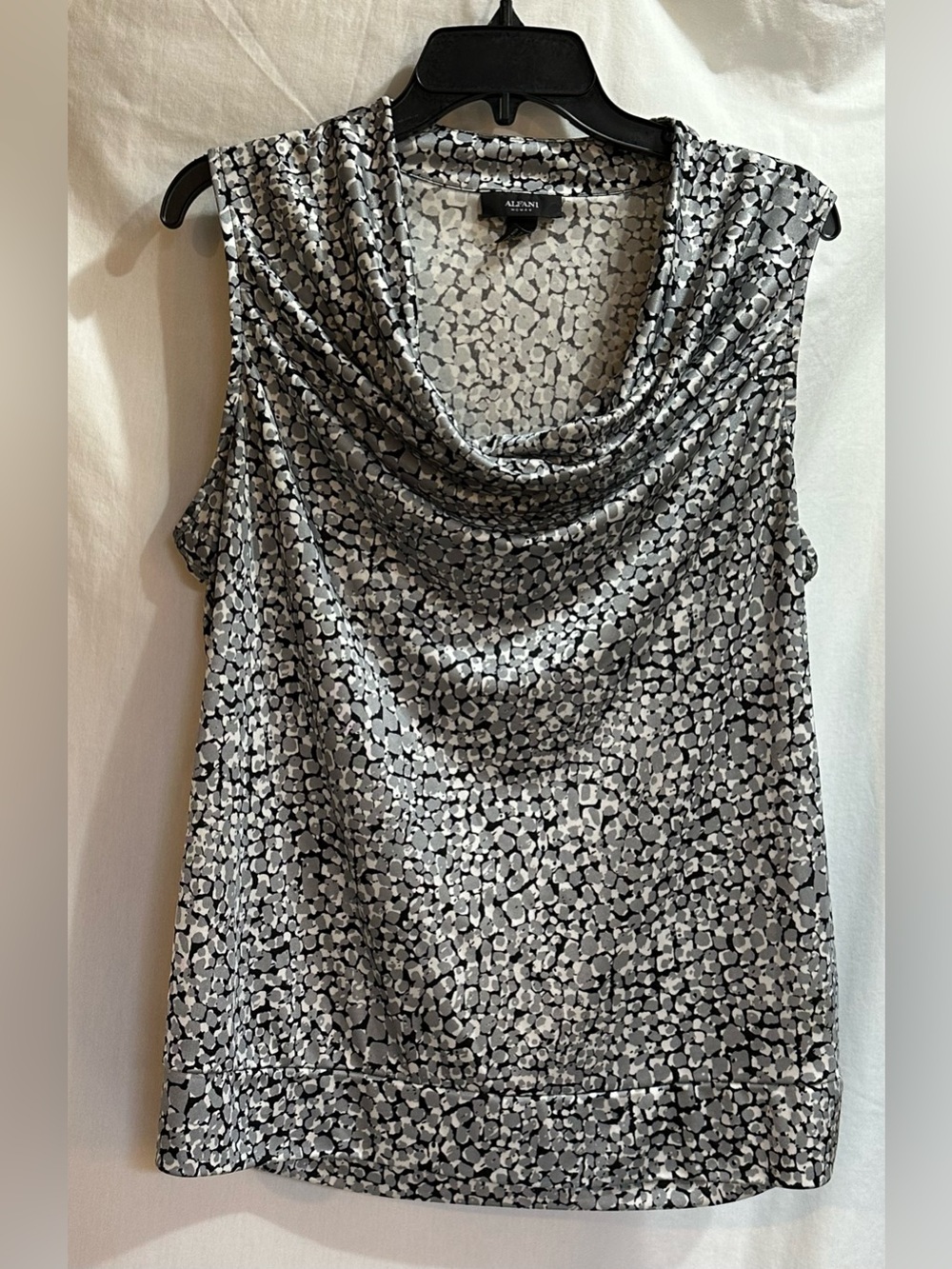 Alfani Black & White Draped Cowl Neck Sleeveless Top
